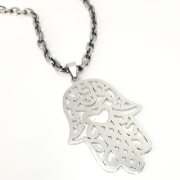 SueSue Jewelry - NWT Statement Hamsa Stainless Steel Necklace NEW